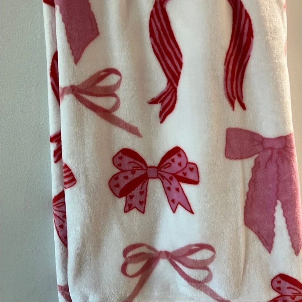 Pink Coquette Bow Oversized Plush Throw Blanket